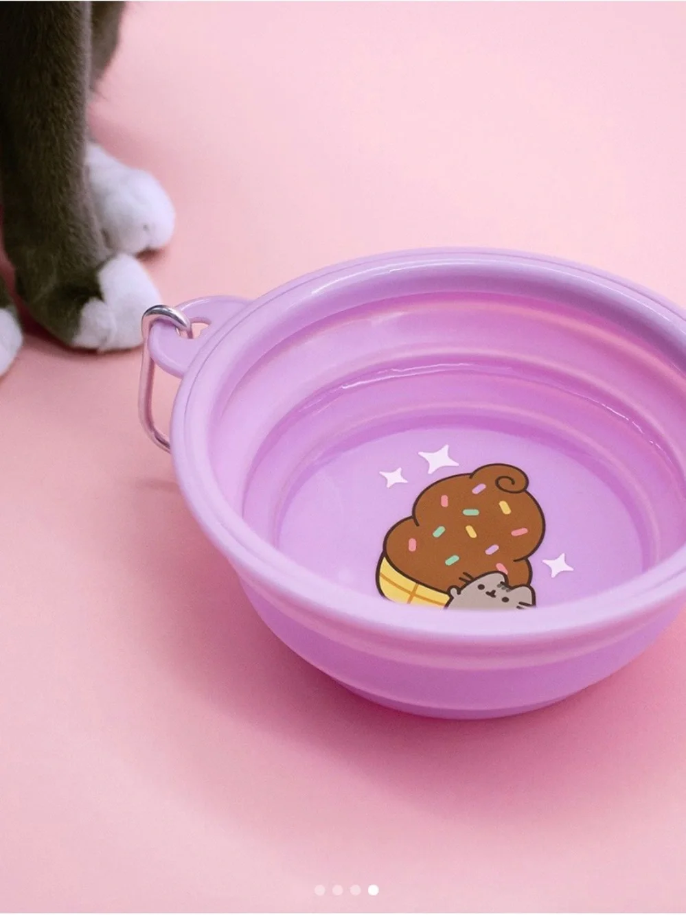Pusheen Purple Collapsible Cat Bowl with Ice Cream Design